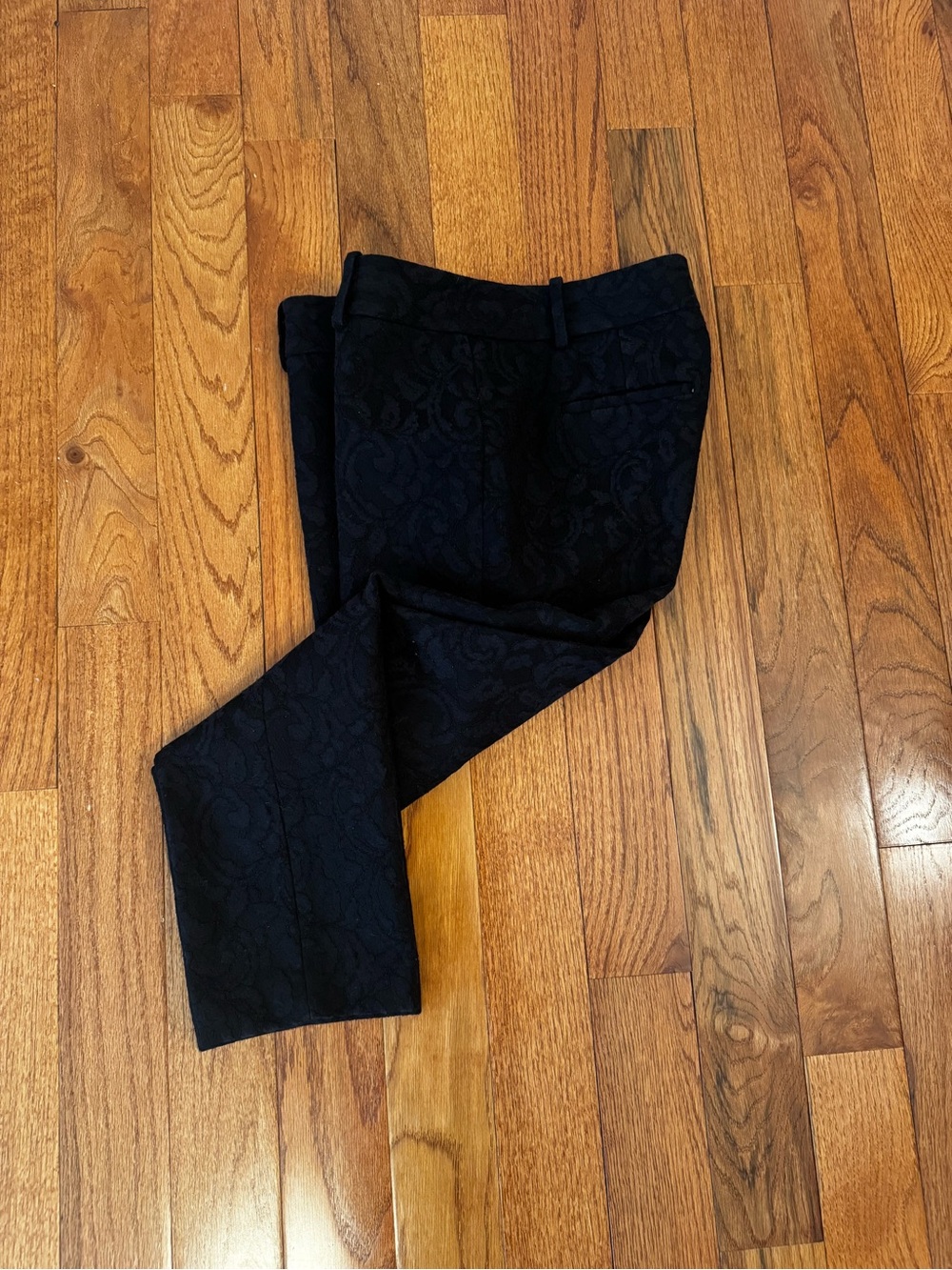 Ann Taylor Black Lace Jacquard Crop Pants